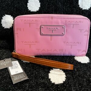 TAHARI NWT Pink satin wristlet/wallet